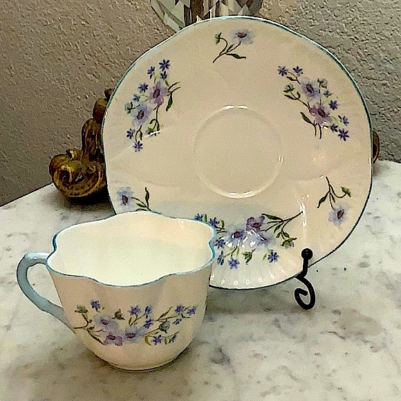 BLUE ROCK BY SHELLEY CUP & SAUCER SET VINTAGE ENGLAND FINE BONE CHINA - Picture 5 of 16